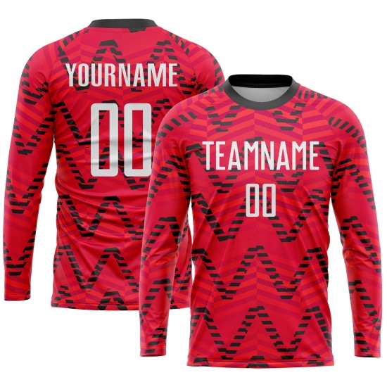 Maillot de football personnalisé par sublimation, uniforme rouge, blanc et noir