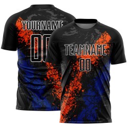 Maillot Orange-Royal Uniforme Splatter Art Soccer Dripping Personnalisé Sublimation Noir