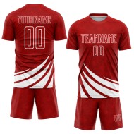 Maillot de football personnalisé à sublimation avec formes blanches et rouges