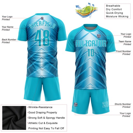 Maillot de football bleu ciel, uniforme de sublimation bleu-blanc personnalisé Lakes
