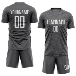 Maillot de football personnalisé en acier gris et blanc par sublimation