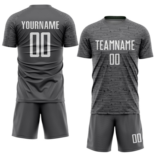 Maillot de football personnalisé en acier gris et blanc par sublimation Maillot de football personnalisé en acier gris et blanc par sublimation