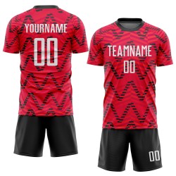 Maillot de football personnalisé par sublimation, uniforme rouge, blanc et noir