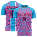 Maillot de football personnalisé Sky bleu fluide abstrait rose-noir sublimation Maillot de football personnalisé Sky bleu fluide abstrait rose-noir sublimation