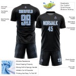 Maillot de football à lignes sublimées, uniforme, noir clair, motif géométrique personnalisé, bleu et blanc Maillot de football à lignes sublimées, uniforme, noir clair, motif géométrique personnalisé, bleu et blanc