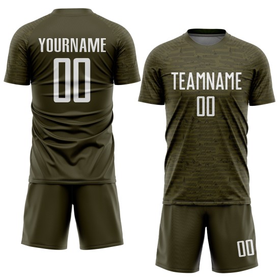 Maillot de football personnalisé avec sublimation Salute Service Olive Blanc Maillot de football personnalisé avec sublimation Salute Service Olive Blanc