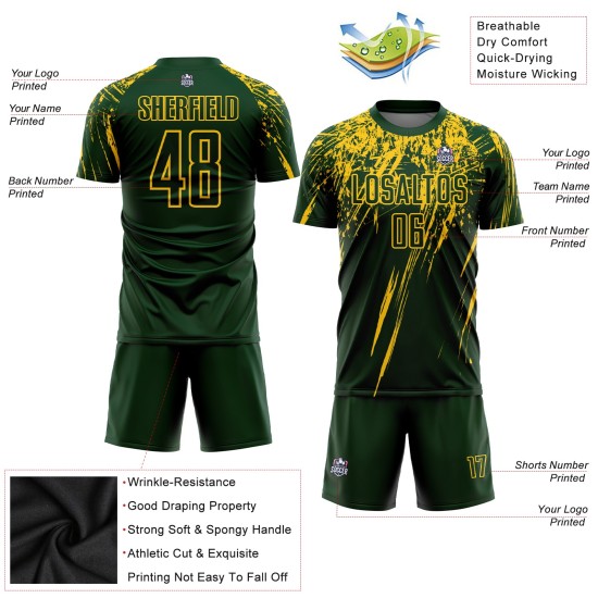 Maillot de football vert sublimé jaune personnalisé Maillot de football vert sublimé jaune personnalisé