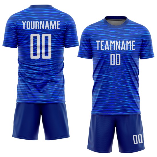 Maillot de football personnalisé blanc à sublimation, couleur royale Maillot de football personnalisé blanc à sublimation, couleur royale
