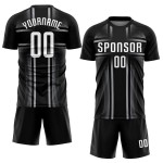 Maillot de football personnalisé par sublimation, noir, blanc et gris Maillot de football personnalisé par sublimation, noir, blanc et gris