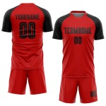 Maillot de football noir et rouge personnalisé par sublimation Maillot de football noir et rouge personnalisé par sublimation