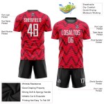 Maillot de football personnalisé par sublimation, uniforme rouge, blanc et noir
