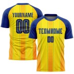 Maillot de football sublimé Royal-Orange Gold, uniforme personnalisé Maillot de football sublimé Royal-Orange Gold, uniforme personnalisé