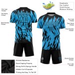Maillot de football personnalisé bleu et noir à sublimation Sky Maillot de football personnalisé bleu et noir à sublimation Sky