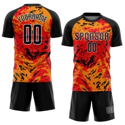 Maillot de football rouge, noir et or, sublimation, uniforme personnalisé Maillot de football rouge, noir et or, sublimation, uniforme personnalisé