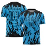 Maillot de football personnalisé bleu et noir à sublimation Sky Maillot de football personnalisé bleu et noir à sublimation Sky