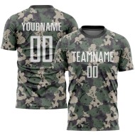 Maillot de football camouflage uniforme personnalisé pour saluer le service, blanc et noir, sublimation