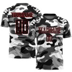 Maillot de football camouflage à sublimation noir et rouge Salute Custom Service Maillot de football camouflage à sublimation noir et rouge Salute Custom Service