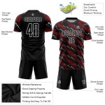 Maillot de football noir personnalisé par sublimation, rouge et blanc