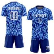 Maillot de football bleu royal personnalisé à sublimation, blanc clair
