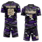 Maillot personnalisé par sublimation crème-violet City Uniform Figure Soccer Maillot personnalisé par sublimation crème-violet City Uniform Figure Soccer
