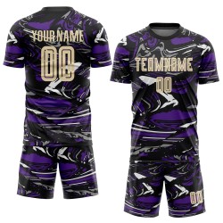 Maillot personnalisé par sublimation crème-violet City Uniform Figure Soccer