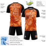 Maillot de football personnalisé orange et noir, motif africain, sublimation Maillot de football personnalisé orange et noir, motif africain, sublimation