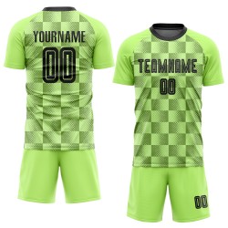 Maillot de football personnalisé vert noir fluo, uniforme de sublimation, troisième