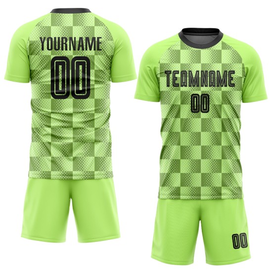 Maillot de football personnalisé vert noir fluo, uniforme de sublimation, troisième Maillot de football personnalisé vert noir fluo, uniforme de sublimation, troisième