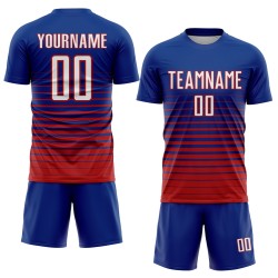 Maillot de football personnalisé à rayures fines, sublimation, blanc et rouge Maillot de football personnalisé à rayures fines, sublimation, blanc et rouge