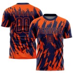 Maillot de football personnalisé orange, uniforme de sublimation bleu marine Maillot de football personnalisé orange, uniforme de sublimation bleu marine