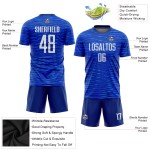Maillot de football personnalisé blanc à sublimation, couleur royale Maillot de football personnalisé blanc à sublimation, couleur royale