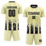 Maillot de football noir personnalisé à sublimation, uniforme domicile, crème Maillot de football noir personnalisé à sublimation, uniforme domicile, crème