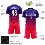 Maillot de football personnalisé rose, violet et blanc, sublimation Maillot de football personnalisé rose, violet et blanc, sublimation