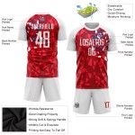 Maillot de football rouge personnalisé, maillot blanc, sublimation Maillot de football rouge personnalisé, maillot blanc, sublimation