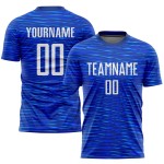 Maillot de football personnalisé blanc à sublimation, couleur royale Maillot de football personnalisé blanc à sublimation, couleur royale