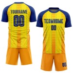 Maillot de football sublimé Royal-Orange Gold, uniforme personnalisé Maillot de football sublimé Royal-Orange Gold, uniforme personnalisé