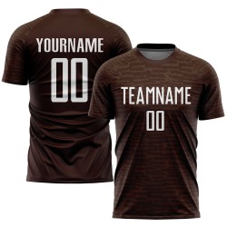 Maillot de football personnalisé marron, sublimation blanche