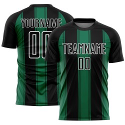Maillot de football personnalisé à sublimation, uniforme, ligne noire, vert et blanc, Kelly