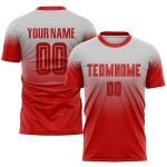 Maillot de football personnalisé rouge uniforme, gris, dégradé par sublimation Maillot de football personnalisé rouge uniforme, gris, dégradé par sublimation