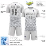 Maillot de football personnalisé Lightning gris-noir, maillot blanc, sublimation Maillot de football personnalisé Lightning gris-noir, maillot blanc, sublimation