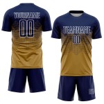 Maillot de football personnalisé bleu marine et blanc, sublimation dorée Maillot de football personnalisé bleu marine et blanc, sublimation dorée