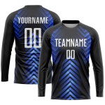 Maillot de football personnalisé à sublimation blanc-noir royal Maillot de football personnalisé à sublimation blanc-noir royal