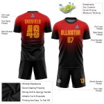 Maillot de football personnalisé à sublimation, couleur or et noir, rouge Maillot de football personnalisé à sublimation, couleur or et noir, rouge