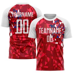 Maillot de football rouge personnalisé, maillot blanc, sublimation