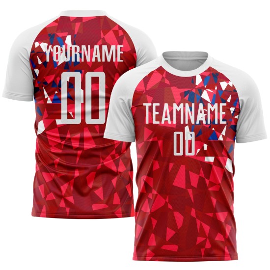 Maillot de football rouge personnalisé, maillot blanc, sublimation Maillot de football rouge personnalisé, maillot blanc, sublimation