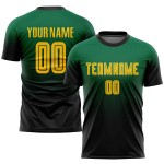 Maillot de football personnalisé Kelly Green Fade Fashion, uniforme doré et noir, sublimation Maillot de football personnalisé Kelly Green Fade Fashion, uniforme doré et noir, sublimation