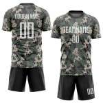 Maillot de football camouflage uniforme personnalisé pour saluer le service, blanc et noir, sublimation Maillot de football camouflage uniforme personnalisé pour saluer le service, blanc et noir, sublimation