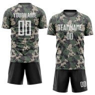 Maillot de football camouflage uniforme personnalisé pour saluer le service, blanc et noir, sublimation