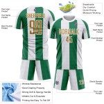 Maillot de football personnalisé vert, doré et blanc, sublimé, Kelly Maillot de football personnalisé vert, doré et blanc, sublimé, Kelly