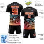 Maillot de football personnalisé à sublimation orange et blanc avec lignes noires Maillot de football personnalisé à sublimation orange et blanc avec lignes noires